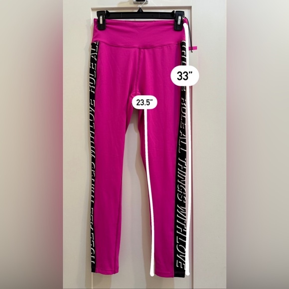 NWT Pam & Gela “Rule all things with love” hot pink workout leggings - Picture 4 of 4